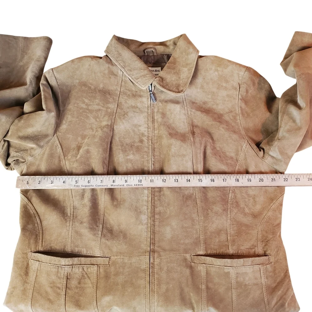 St. John's Bay Tan Suede Leather Jacket. Machine Washable. XL - Picture 8 of 11
